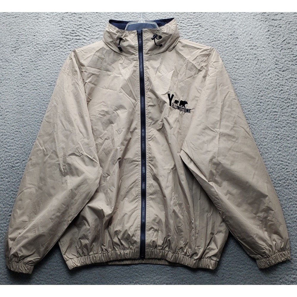 Beacon Point Rain Jacket Mens M Tan Mesh Lined Yellowstone Mock Neck Full Zip